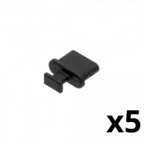Tapón Protector para Conector USB-C hembra con Tirador - Negro - 5 Unidades