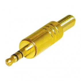 Conector dorado Mini Jack 3.5mm Macho Estéreo para Soldar